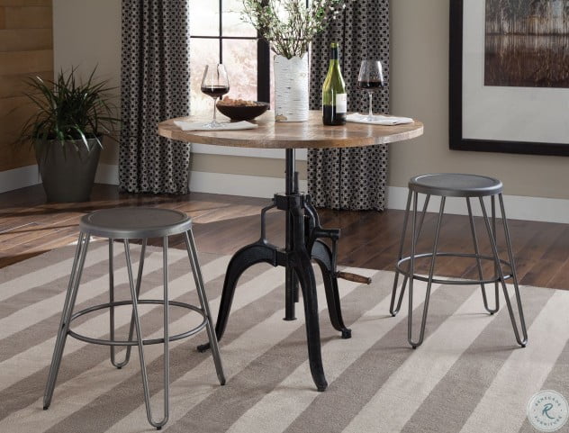 Clarkson Natural Mango Wood And Black Adjustable Height Dining Table From Coaster Coleman Furniture