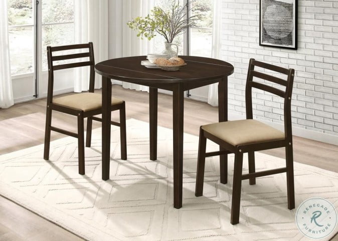 130005 Chappuccino 3 Piece Round Dining Table Set From Coaster 130005 Coleman Furniture