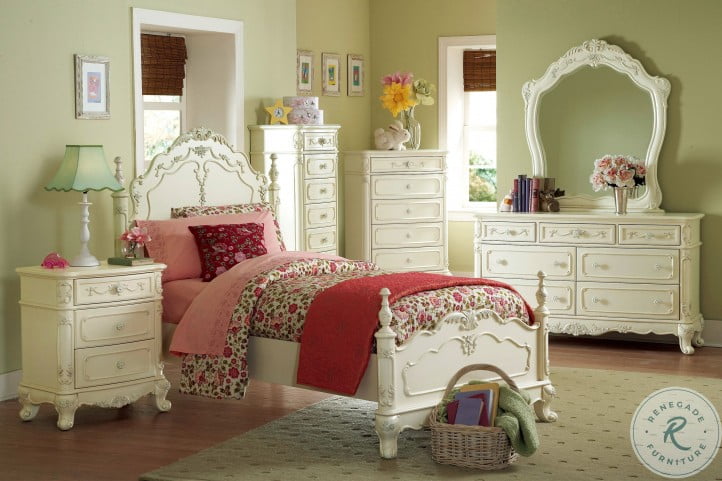Cinderella Creamy White Youth Bedroom Set From Homelegance 1386 Coleman Furniture