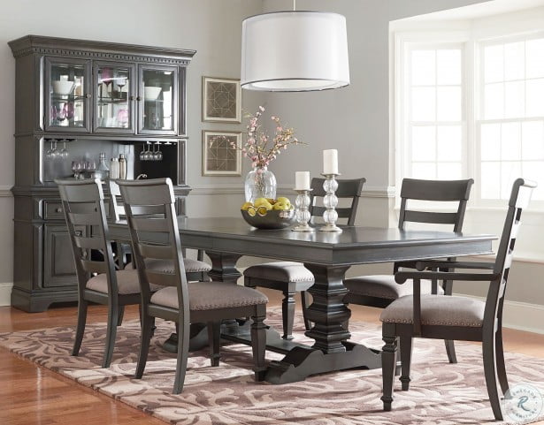Garrison Burnished Grey Extendable Trestle Dining Room Set