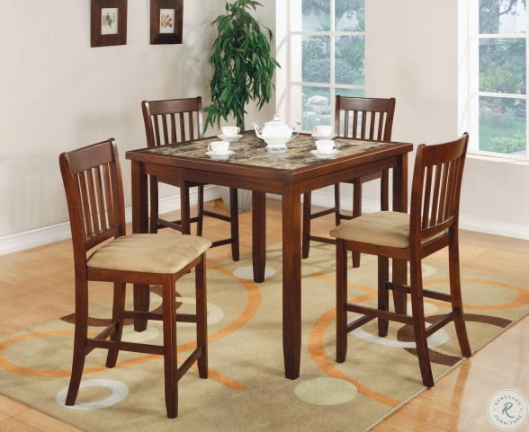 150154 Red Brown 5 Piece Counter Height Dining Room Set From Coaster 150154 Coleman Furniture