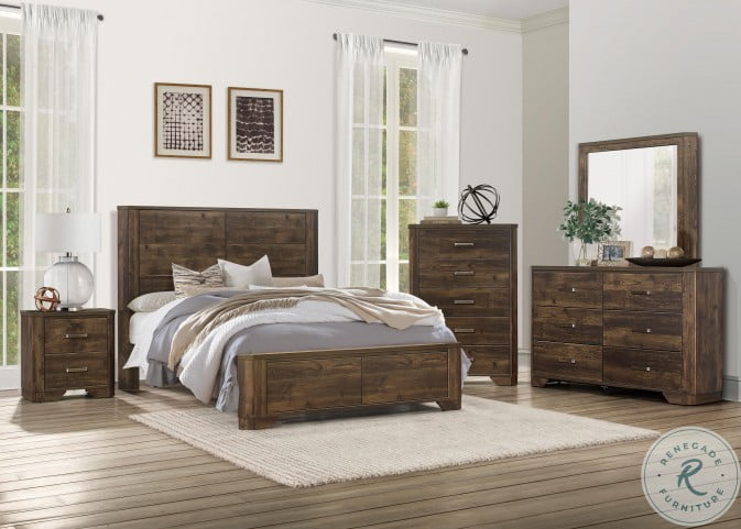 Jocelyn Rustic Brown Panel Bedroom Set from Homelegance | Coleman Furniture