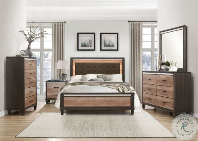 Danridge Brown And Espresso Bedroom Set With Led Lighting From Homelegance Coleman Furniture