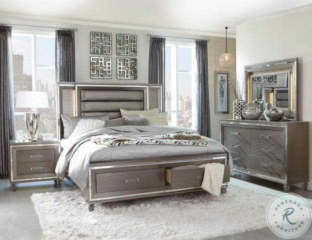Tamsin Silver Gray Metallic Storage Platform Bedroom Set From Homelegance Coleman Furniture