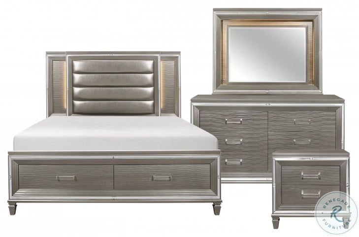 Tamsin Silver Gray Metallic Storage Platform Bedroom Set from ...