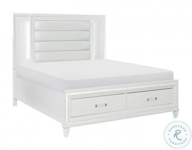 Tamsin White Metallic Cal King Storage Platform Bed From Homelegance Coleman Furniture
