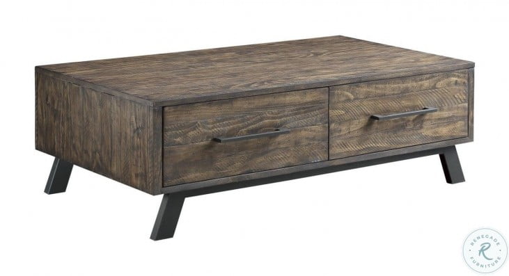 Cody Distressed Pine Wood And Black Metal Cocktail Table From Homelegance Coleman Furniture