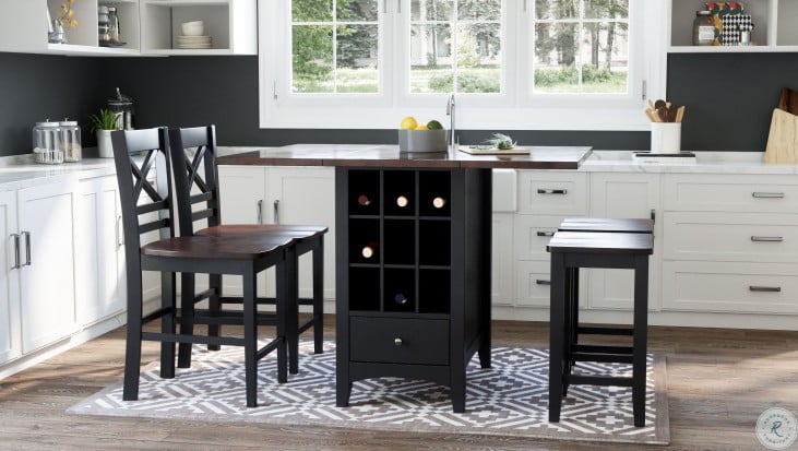 Asbury Park Autumn Brown And Black Extendable Storage Counter Height Dining Room Set From Jofran Coleman Furniture