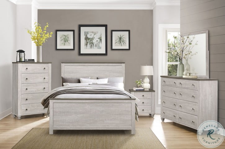 Nashville Antique White And Brown Youth Panel Bedroom Set From Homelegance Coleman Furniture