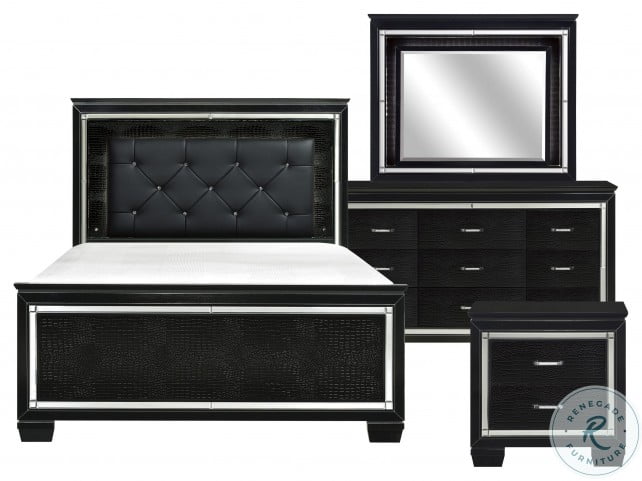 Allura Black Upholstered Panel Bedroom Set from ...