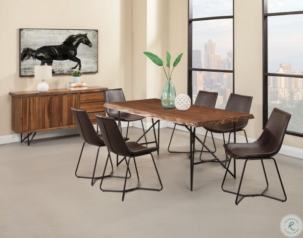 Live Edge Dark Brown Bonded Leather Side Chair Set Of 2 From Alpine Coleman Furniture