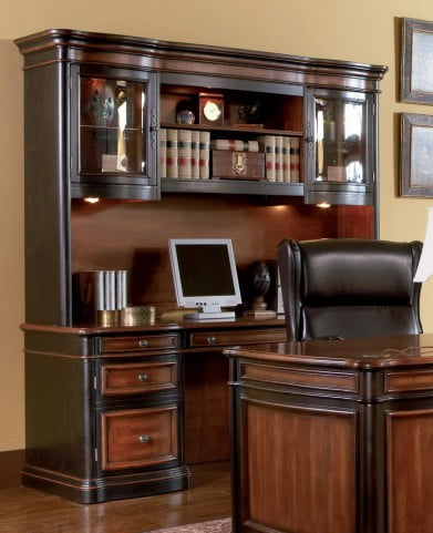 Gorman Espresso And Chestnut Home Office Credenza With Hutch From Coaster 800500 800501 Coleman Furniture