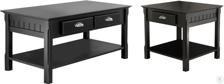 Coffee Table 37.9 in D x 17.1 in W x 19 in H 2-Front Drawers Wood Black