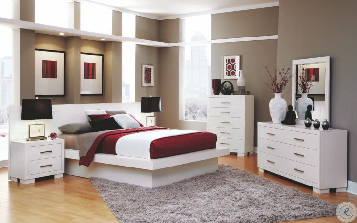 Jessica White Platform Bedroom Set From Coaster 202990 Coleman Furniture