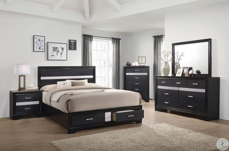 Miranda Black Storage Platform Bedroom Set From Coaster Coleman Furniture