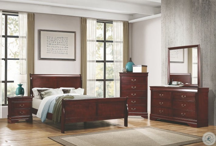 Louis Philippe Cherry Sleigh Bedroom Set From Coaster Coleman Furniture
