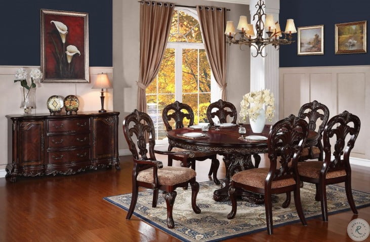 Deryn Park Cherry Extendable Oval Dining Room Set From Homelegance 2243 76 Coleman Furniture