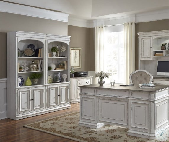 Magnolia Manor Antique White Jr Executive Home Office Set From Liberty Coleman Furniture White executive desks can feel clean and refreshing, as can lighter woods like maple. magnolia manor antique white jr executive home office set