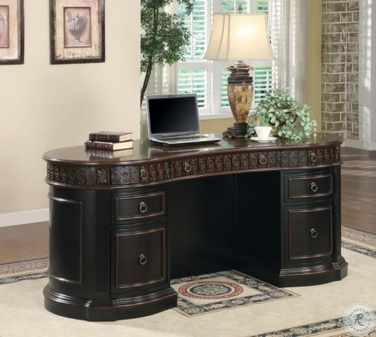 Rowan Black And Chestnut Executive Home Office Set From Coaster 800921 Coleman Furniture