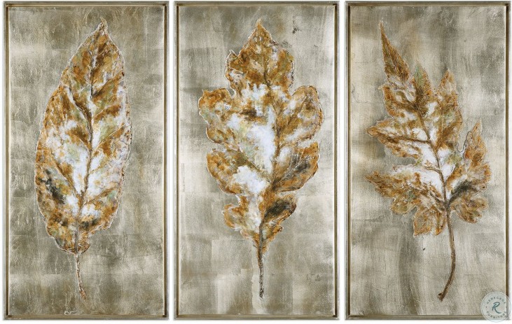 Champagne Leaves Modern Wall Art Set of 3 from Uttermost | Coleman