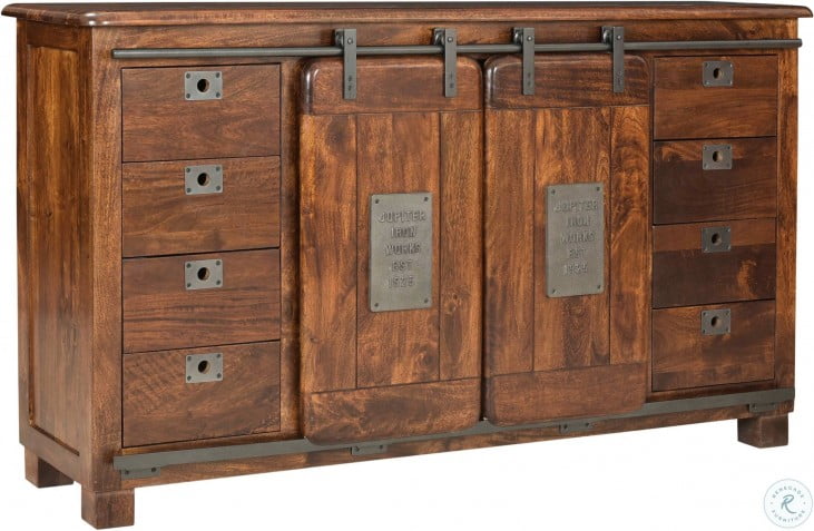 Warm Brown Mango 8 Drawer Media Credenza From Coast To Coast Coleman Furniture