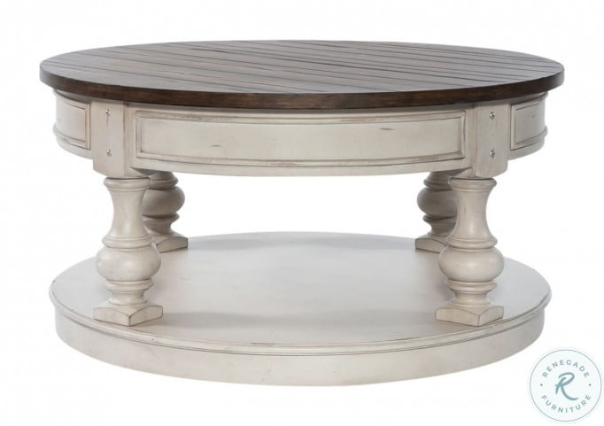 Morgan Creek Antique White Round Cocktail Table From Liberty Coleman Furniture