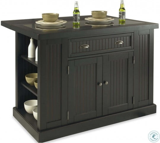 Nantucket Sanded and Distressed Black Kitchen Island Set ...
