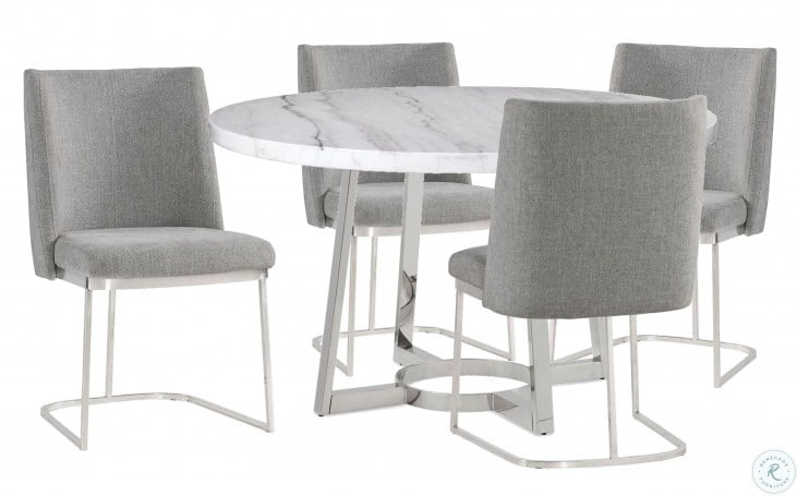 Bowen Stainless Steel Bowen Round Dining Room Set From Bassett Mirror Coleman Furniture