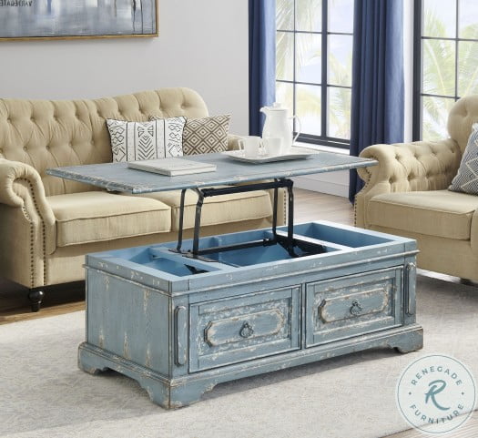 Blue Distressed Coffee Table / Distressed Coffee Table Timeless Creations / Coffee tables for any budget.