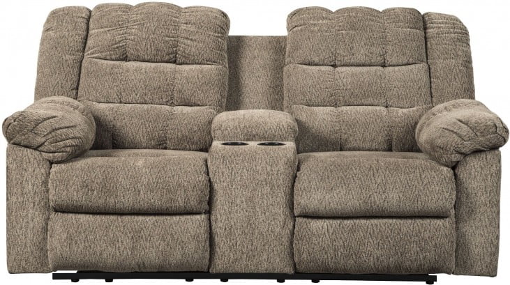Workhorse Cocoa Double Reclining Console Loveseat From Ashley
