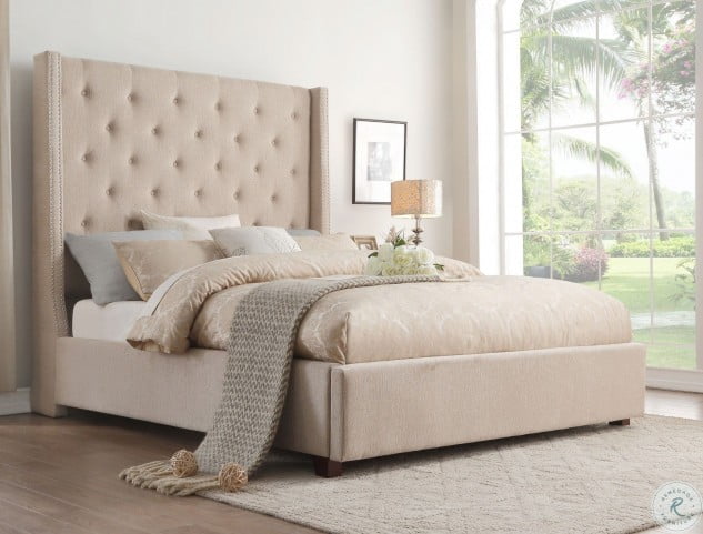 Fairborn Beige Cal King Upholstered Platform Bed From Homelegance Coleman Furniture