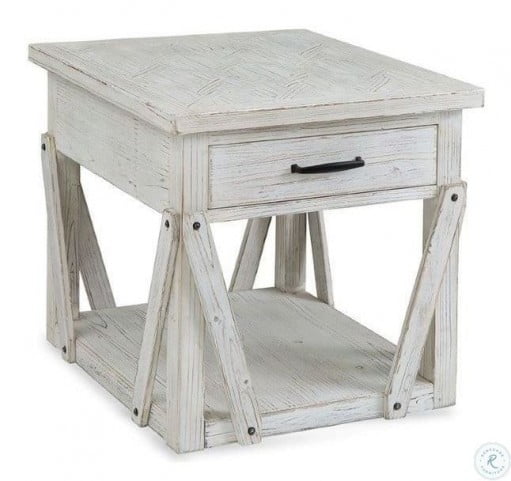 Santee Whitewashed Pine Santee Rectangular End Table From Bassett Mirror Coleman Furniture