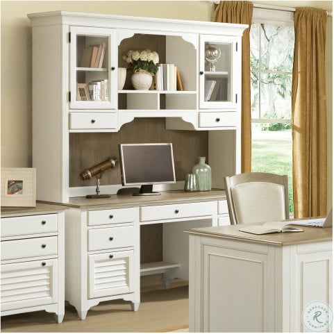 Myra Natural And Paperwhite Credenza Desk With Hutch From Riverside Furniture Coleman Furniture