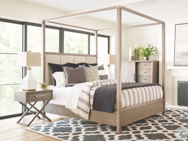 High Line Greige Queen Upholstered Canopy Bed From Rachael Ray Home Coleman Furniture