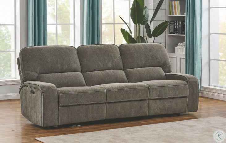 Dundee Beige Power Reclining Sofa With Power Headrest From Coaster Coleman Furniture