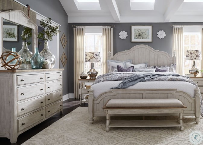 Farmhouse Reimagined Antique White Poster Bedroom Set From Liberty Coleman Furniture