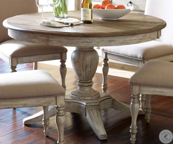 weatherford cornsilk milford round dining room set from kincaid 75 052p coleman furniture