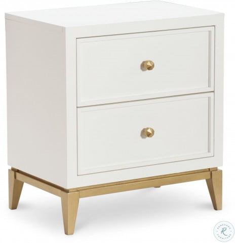 Uptown White And Gold 2 Drawer Night Stand From Racheal Ray Home Coleman Furniture
