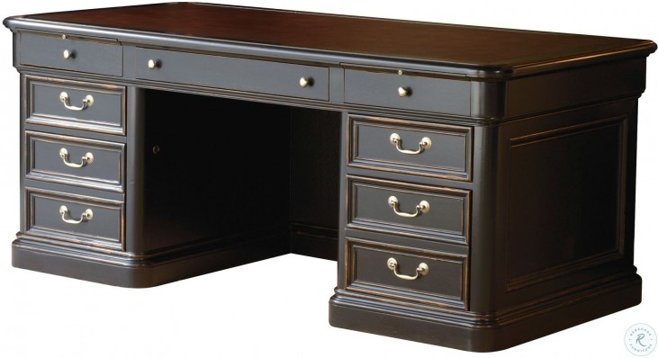 Louis Phillippe Black Executive Desk Home Office Set From Hekman Louis Phillippe Black Executive Desk