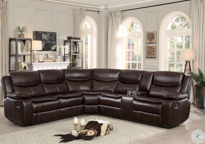 Bastrop Brown Leather Reclining Sectional From Homelegance Coleman Furniture