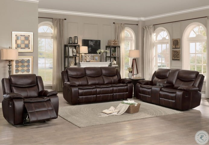 Bastrop Brown Leather Reclining Sofa From Homelegance Coleman Furniture