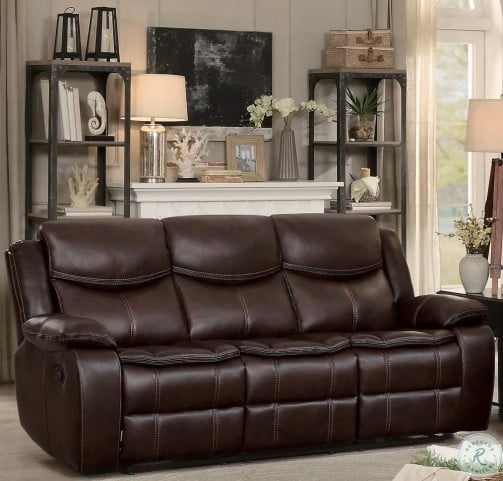 Bastrop Brown Leather Reclining Sofa From Homelegance Coleman Furniture