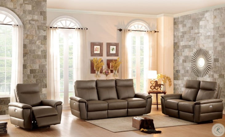 Olympia Brown Power Double Reclining Loveseat From Homelegance