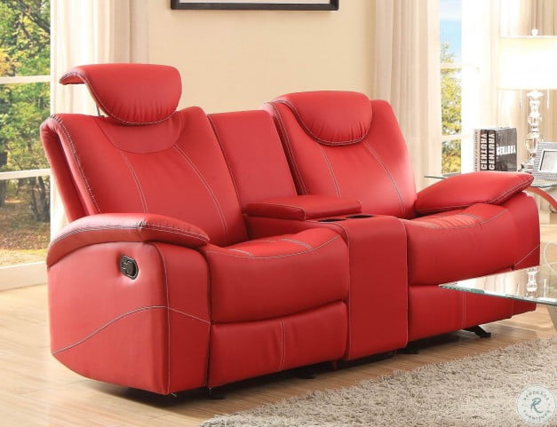 Talbot Red Double Glider Reclining Loveseat With Console from Homelegance (8524RD-2) | Coleman ...