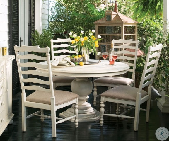 Paula Deen Home Linen Round Pedestal Extendable Dining Table From