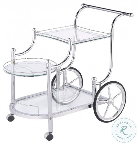 910076 Chrome Wheeled Serving Cart from Coaster (910076) Coleman