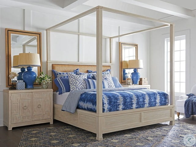 Newport Sailcloth Shorecliff Canopy Bedroom Set by Barclay ...