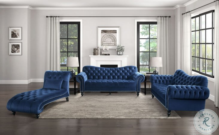Rosalie Navy Blue Living Room Set from Homelegance | Coleman Furniture