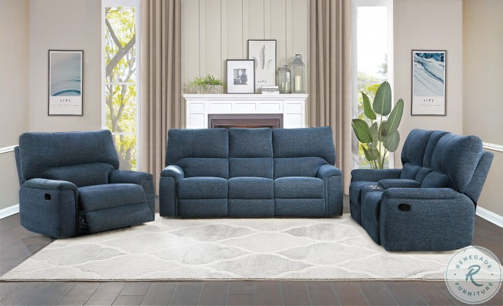 Dickinson Indigo Double Reclining Living Room Set from ...