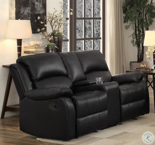 Clarkdale Black Double Glider Reclining Loveseat With Center Console From Homelegance Coleman Furniture